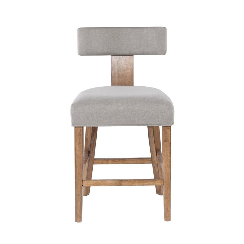 Pemberly Row Rubberwood Upholstered T-Back Counter Stool in Natural
