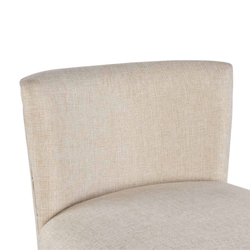 Pemberly Row Oak Wood Linen Upholstered Nailhead Bar Stool in Tan