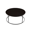 Pemberly Row Contemporary Round Iron Coffee Table in Dark Brown
