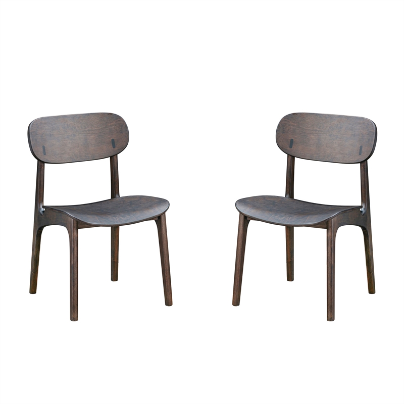 Pemberly Row Mid-Century Dining Chairs in Carbonite Brown (Set of 2)
