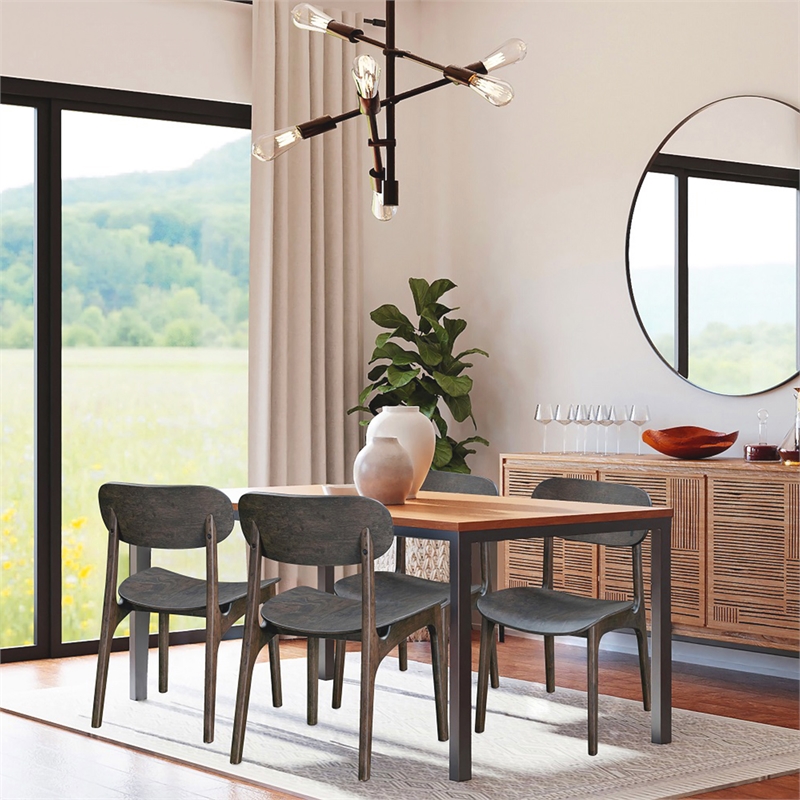 Pemberly Row Mid-Century Dining Chairs in Carbonite Brown (Set of 2)