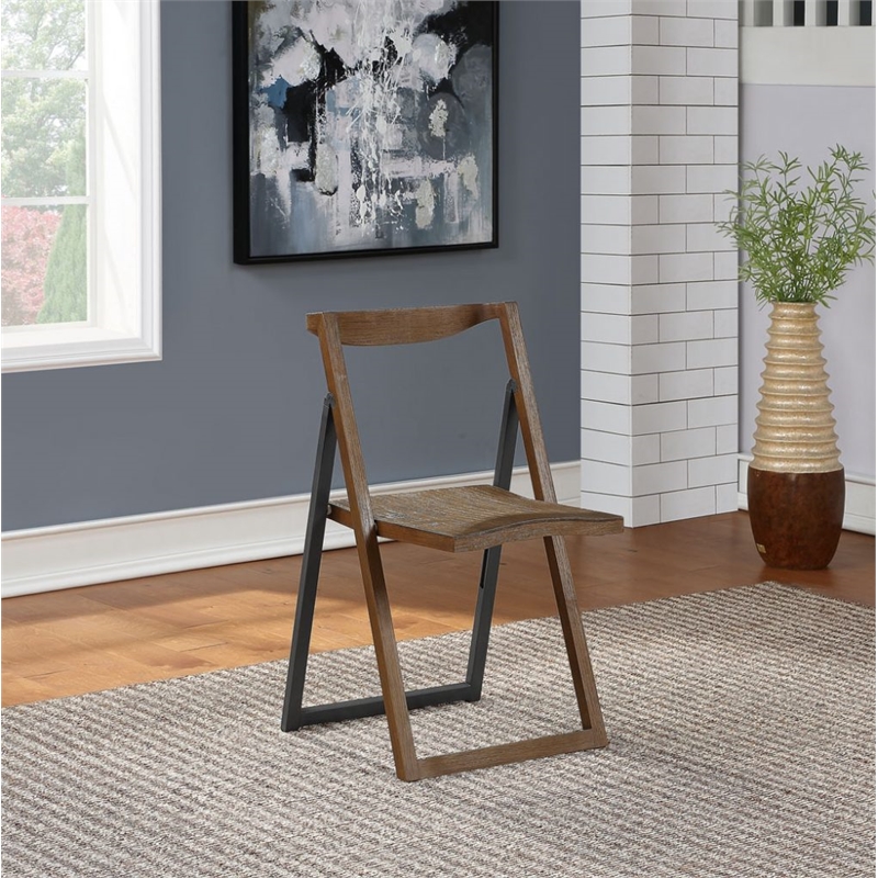 Pemberly Row Rubberwood Folding Dining Chairs (Set of 2) in Chestnut