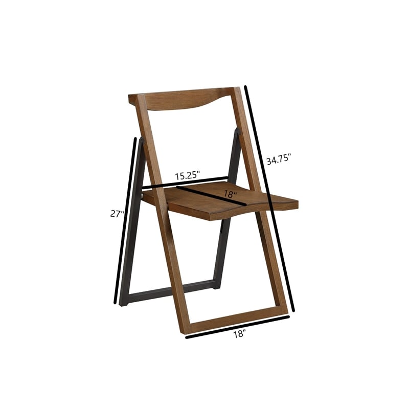 Pemberly Row Rubberwood Folding Dining Chairs (Set of 2) in Chestnut