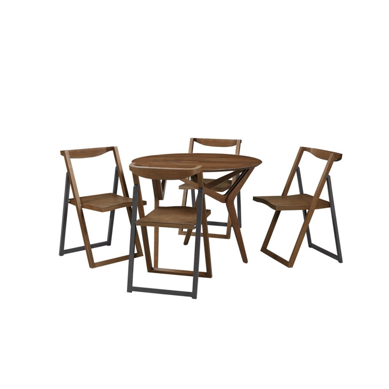 Pemberly Row Rubberwood Folding Dining Chairs (Set of 2) in Chestnut