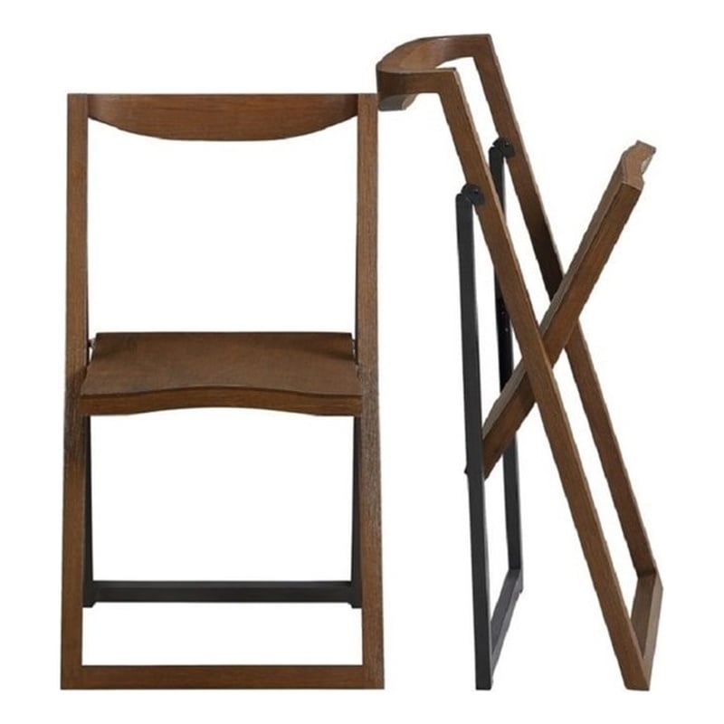 Pemberly Row Rubberwood Folding Dining Chairs (Set of 2) in Chestnut