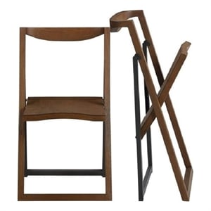 Pemberly Row Rubberwood Folding Dining Chairs (Set of 2) in Chestnut