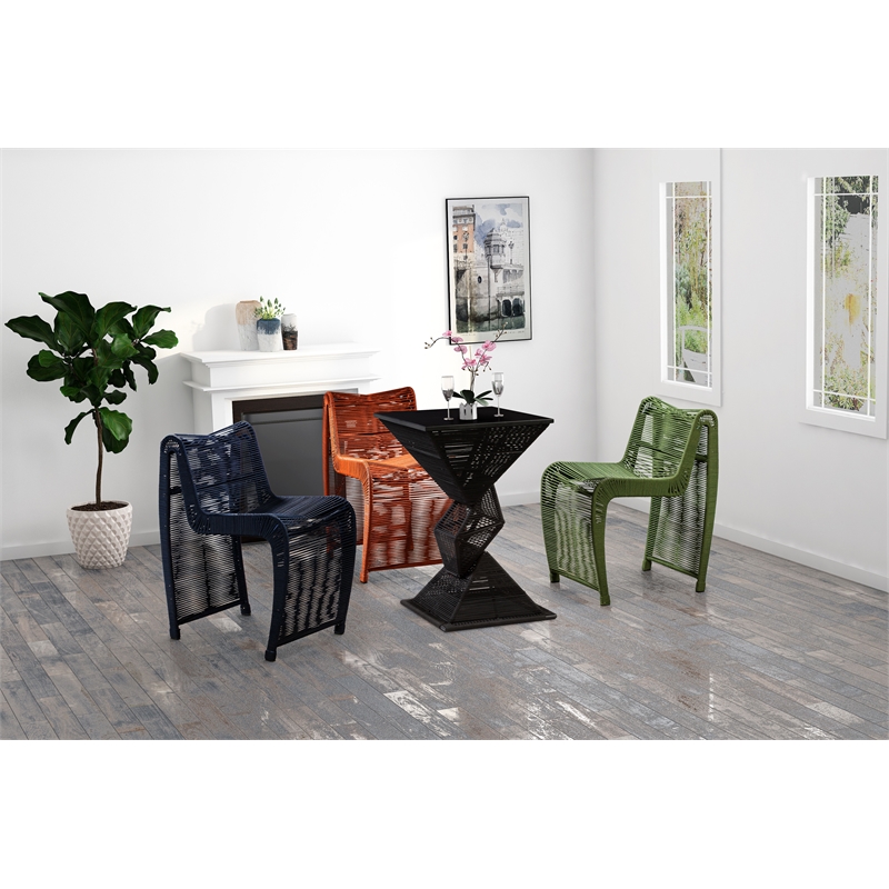 Pemberly Row Contemporary Iron Rope Counter Stools in Blue (Set of 2)