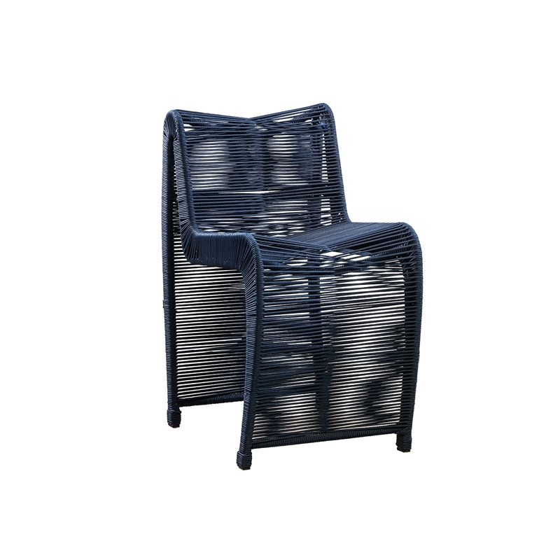 Pemberly Row Contemporary Iron Rope Counter Stools in Blue (Set of 2)