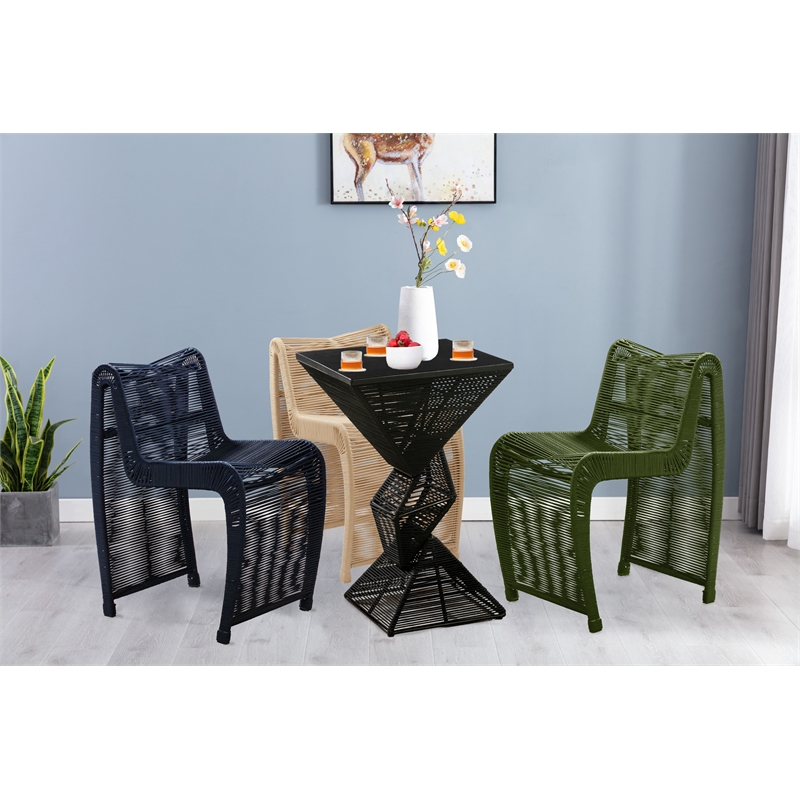 Pemberly Row Contemporary Iron Rope Counter Stools in Blue (Set of 2)