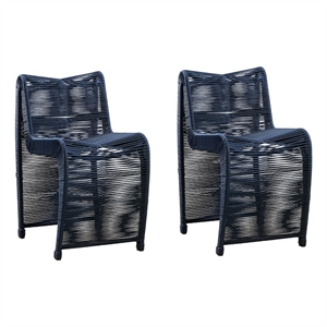 Pemberly Row Contemporary Iron Rope Counter Stools in Blue (Set of 2)