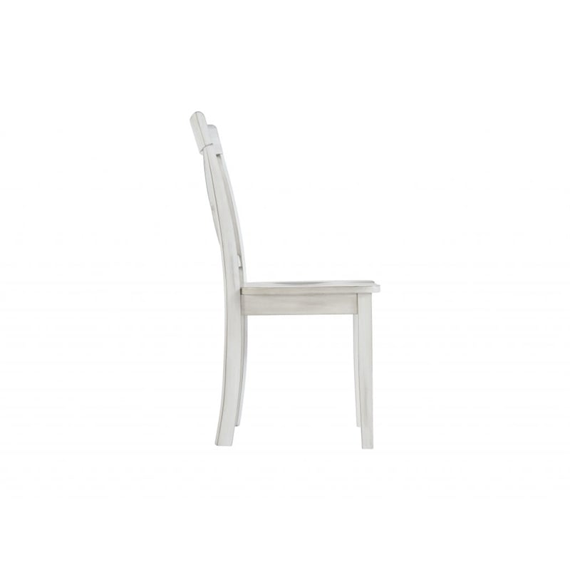 Pemberly Row Rubberwood X-Back Dining Chairs in Antique White (Set of 2)