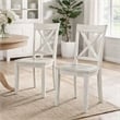 Pemberly Row Rubberwood X-Back Dining Chairs in Antique White (Set of 2)