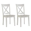 Pemberly Row Rubberwood X-Back Dining Chairs in Antique White (Set of 2)