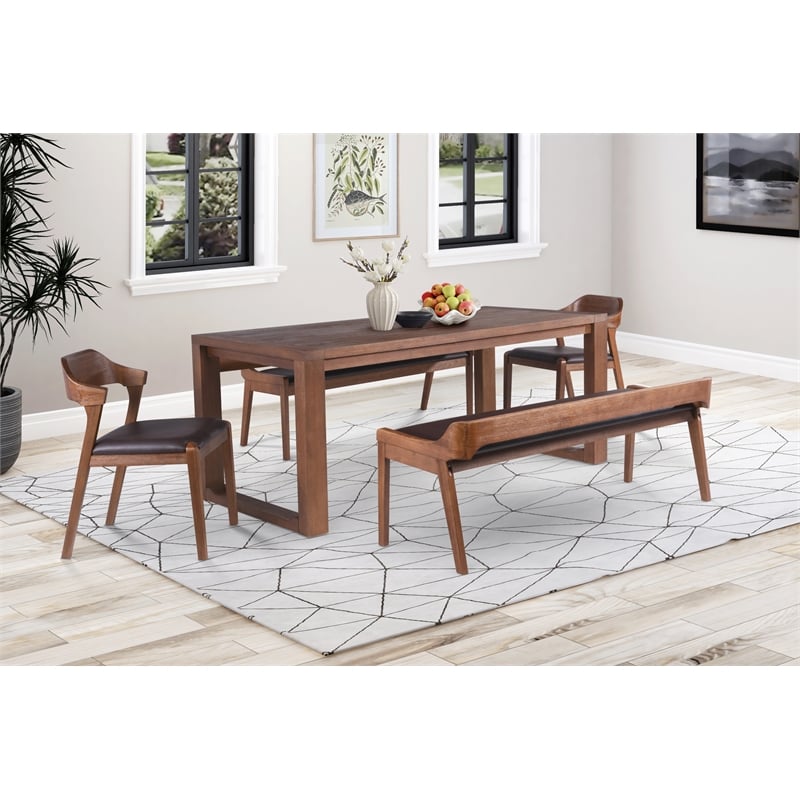 Pemberly Row 5-Piece Drop Leaf Dining Set in Chestnut Wire Brush