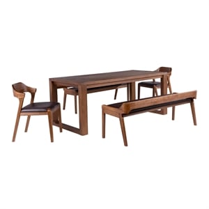 Pemberly Row 5-Piece Drop Leaf Dining Set in Chestnut Wire Brush