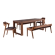 Pemberly Row 5-Piece Drop Leaf Dining Set in Chestnut Wire Brush