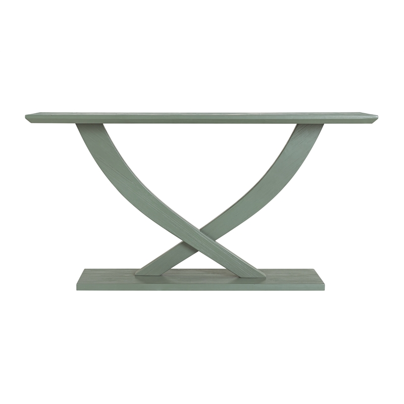 Pemberly Row Acacia Wood Console Table in Spanish Moss Green