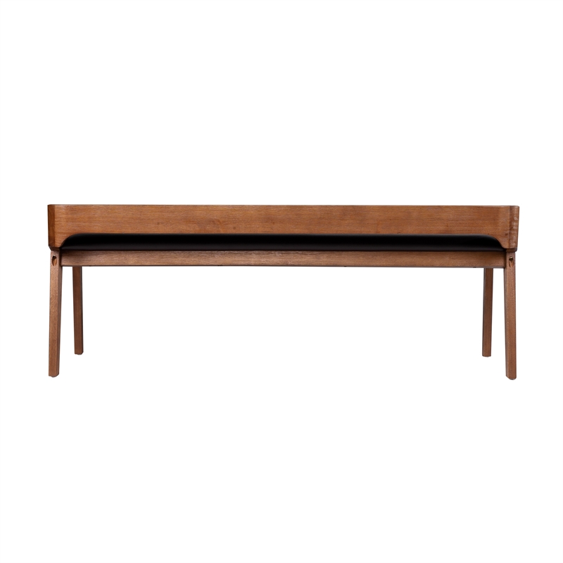 Pemberly Row Rubberwood Dining Bench in Chestnut Wire-Brush Finish