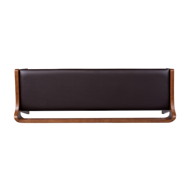 Pemberly Row Rubberwood Dining Bench in Chestnut Wire-Brush Finish