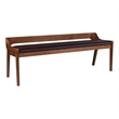 Pemberly Row Rubberwood Dining Bench in Chestnut Wire-Brush Finish