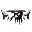 Pemberly Row 5 Piece High Back Swivel Dining Set in Matte Black