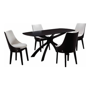 Pemberly Row 5 Piece High Back Swivel Dining Set in Matte Black