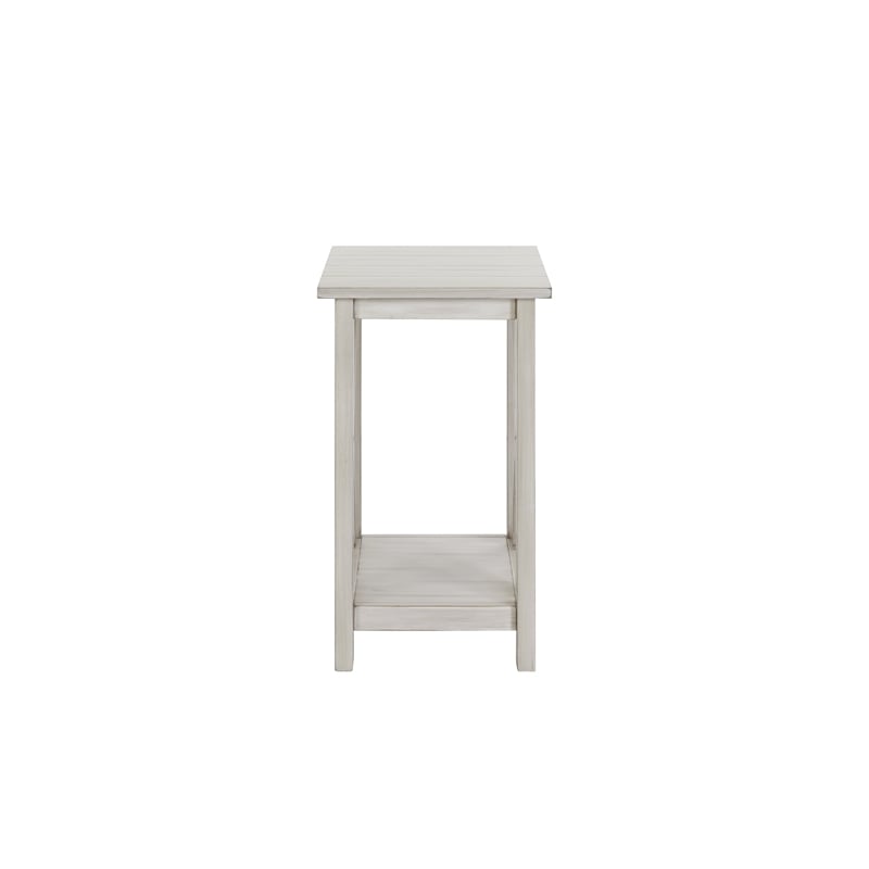 Pemberly Row Rubberwood Farmhouse Side Table in Antique White