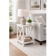 Pemberly Row Rubberwood Farmhouse Side Table in Antique White