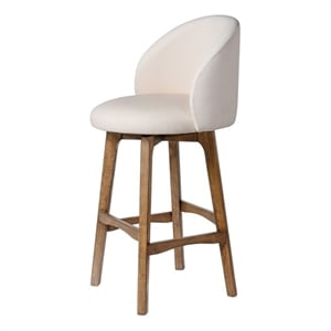 Pemberly Row Contemporary Rubberwood Swivel Bar Stool in Rustic Natural