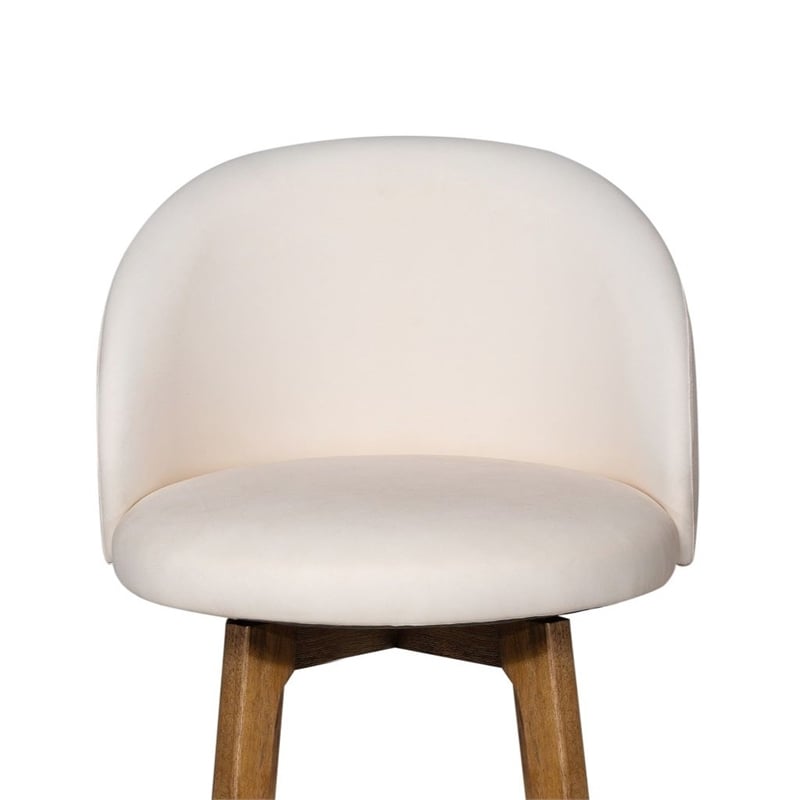 Pemberly Row Contemporary Rubberwood Swivel Bar Stool in Rustic Natural