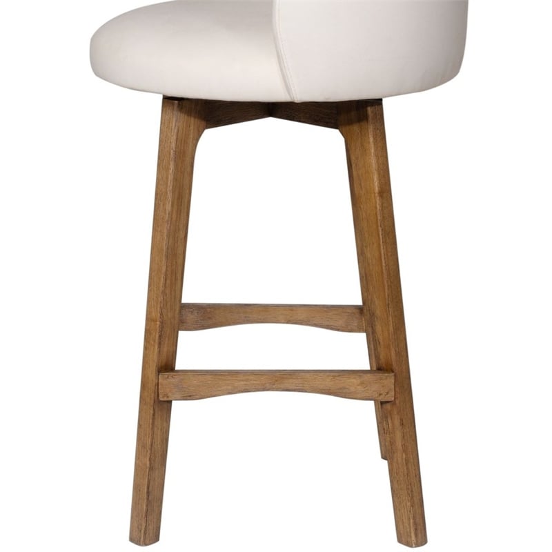 Pemberly Row Contemporary Rubberwood Swivel Bar Stool in Rustic Natural