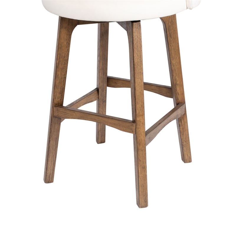 Pemberly Row Contemporary Rubberwood Swivel Bar Stool in Rustic Natural