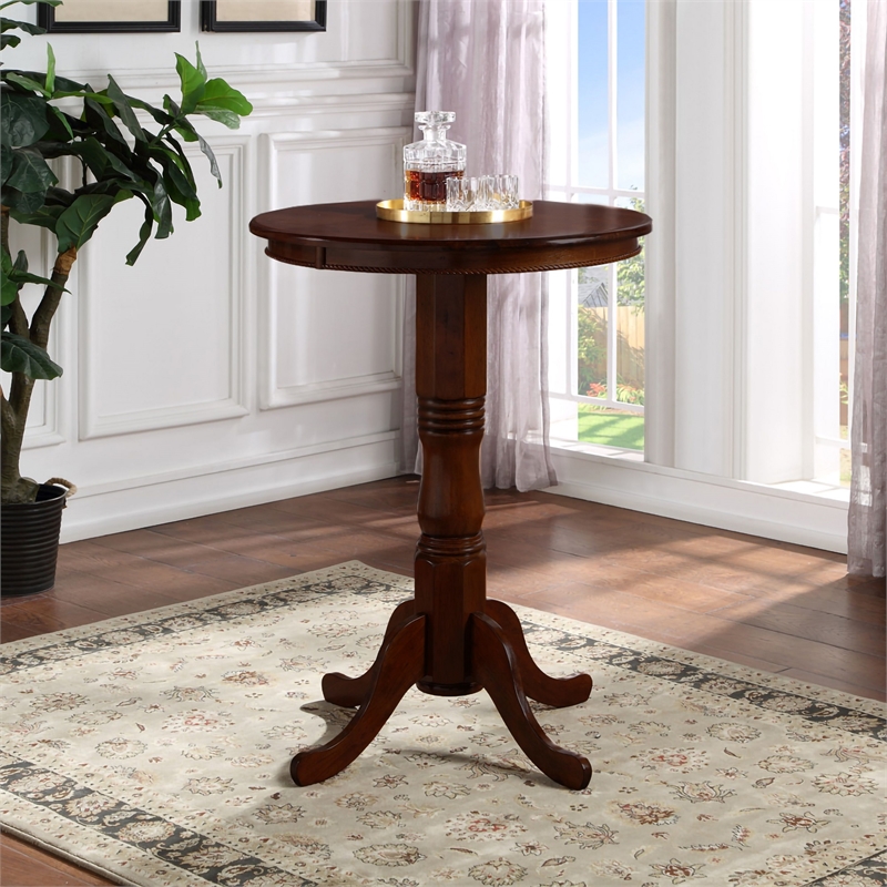 Pemberly Row Contemporary Rubberwood Spectator Pub Table in Cappuccino