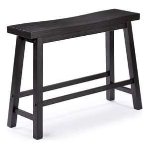Pemberly Row Acacia Wood Backless Dining Bench in Black Charcoal