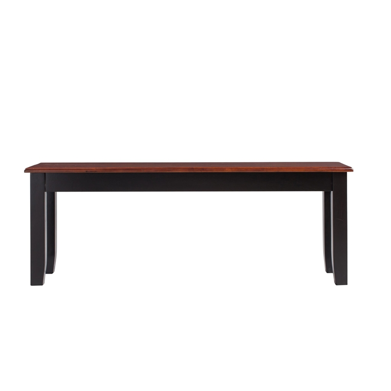 Pemberly Row Rubberwood Backless Dining Bench in Black/Cherry