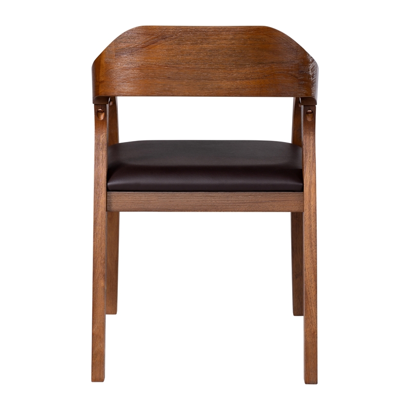 Pemberly Row Rubberwood Dining Armchair in Chestnut Wire Brush