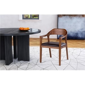 Pemberly Row Rubberwood Dining Armchair in Chestnut Wire Brush