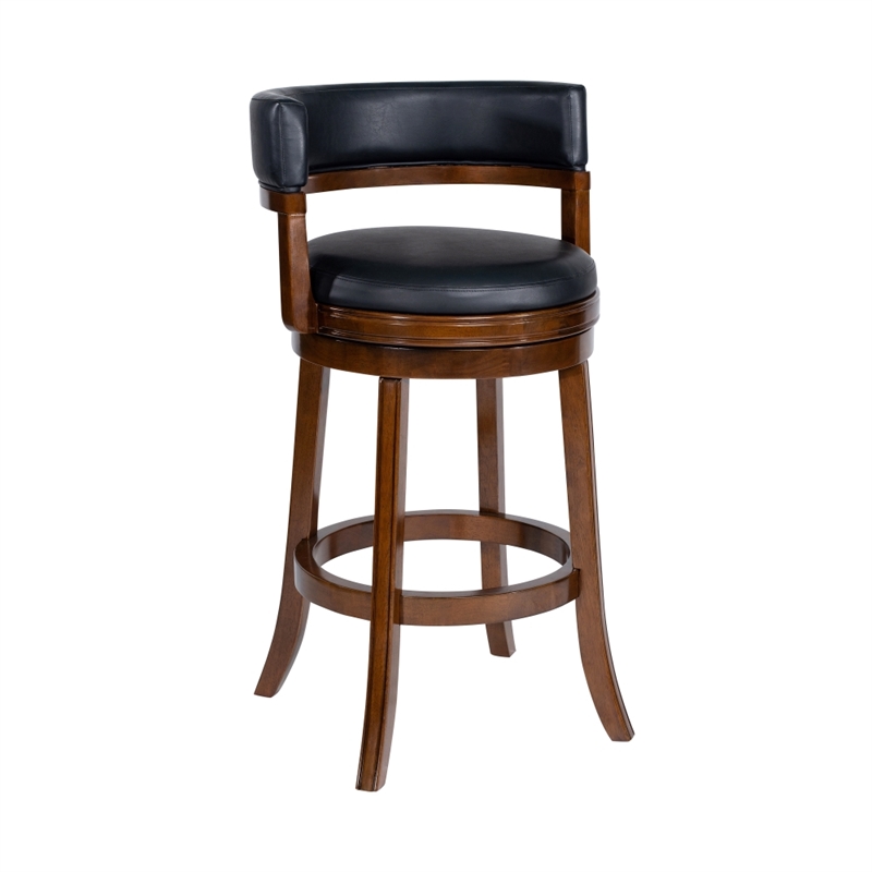 Pemberly Row Contemporary Rubberwood Swivel Bar Stool in Cappuccino