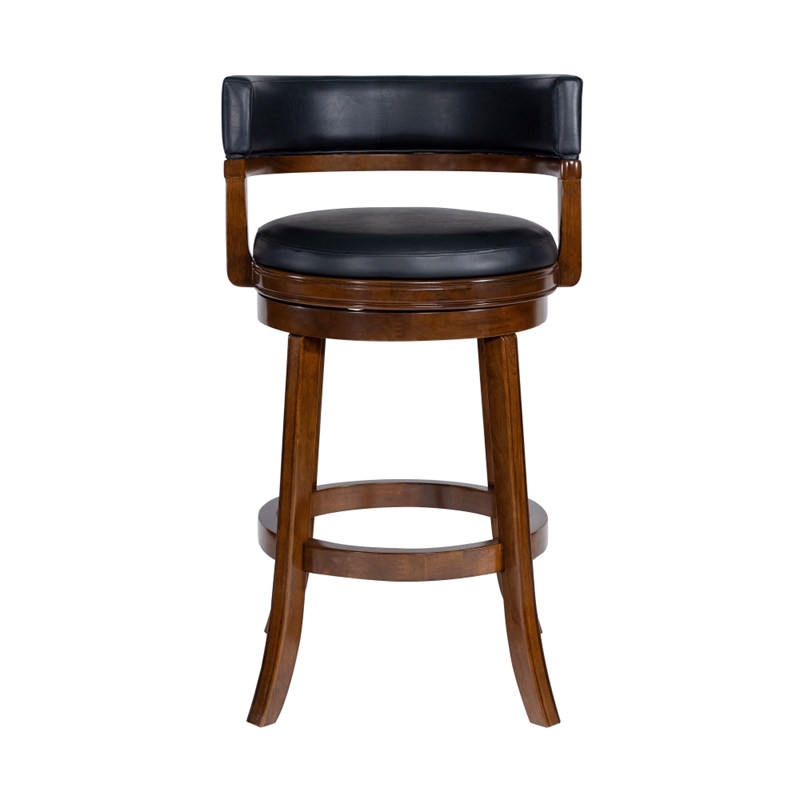 Pemberly Row Contemporary Rubberwood Swivel Bar Stool in Cappuccino