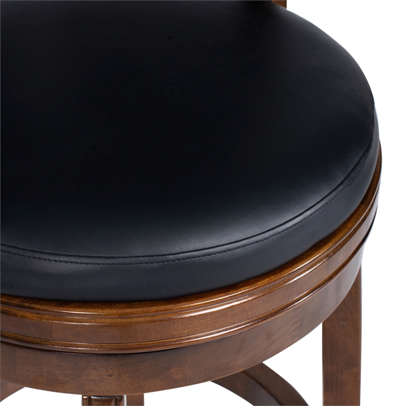 Pemberly Row Contemporary Rubberwood Swivel Bar Stool in Cappuccino