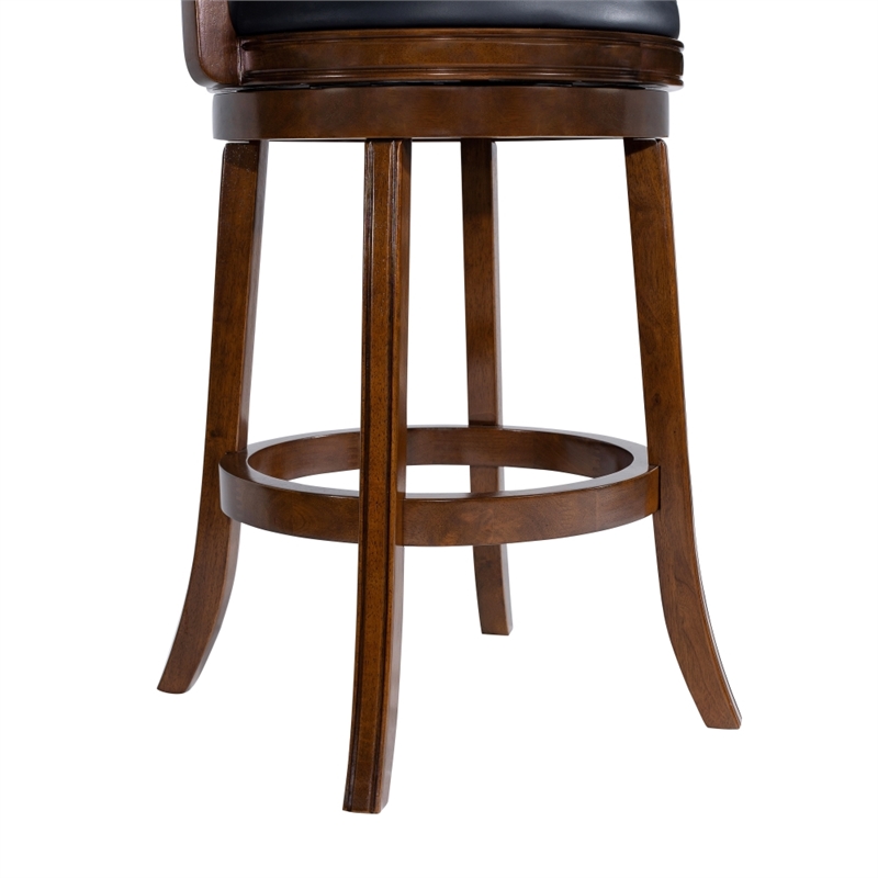 Pemberly Row Contemporary Rubberwood Swivel Bar Stool in Cappuccino