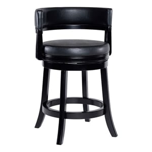 Pemberly Row Contemporary Rubberwood Swivel Counter Stool in Black