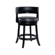 Pemberly Row Contemporary Rubberwood Swivel Counter Stool in Black