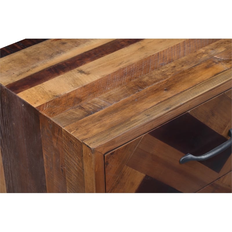 Pemberly Row Contemporary Oak Wood 3 Drawer Nightstand in Natural Oak