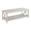 Pemberly Row MDF and Solid Wood Coffee Table with Shelf in Antique White