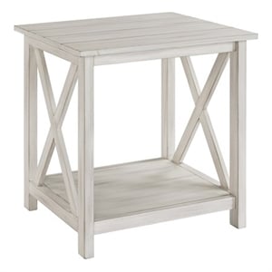 Pemberly Row MDF and Solid Wood End Table with Shelf in Antique White