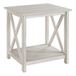 Pemberly Row MDF and Solid Wood End Table with Shelf in Antique White