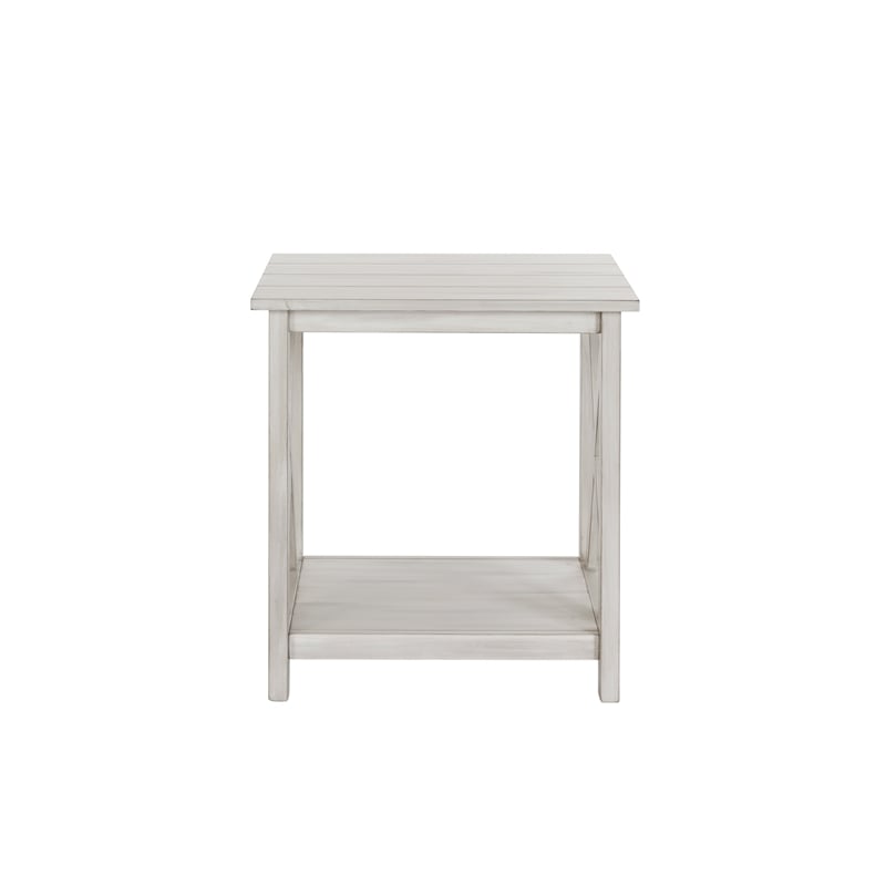 Pemberly Row MDF and Solid Wood End Table with Shelf in Antique White