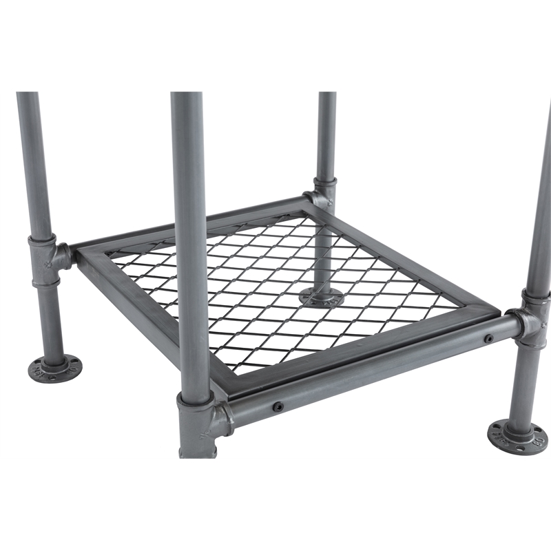 Pemberly Row Fir Wood and Metal End Table in Natural and Industrial Gray