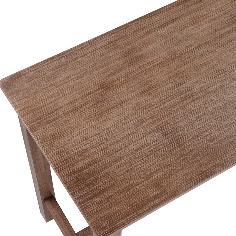 Pemberly Row Contemporary Acacia Wood Pub Table in Barnwood Wire Brush